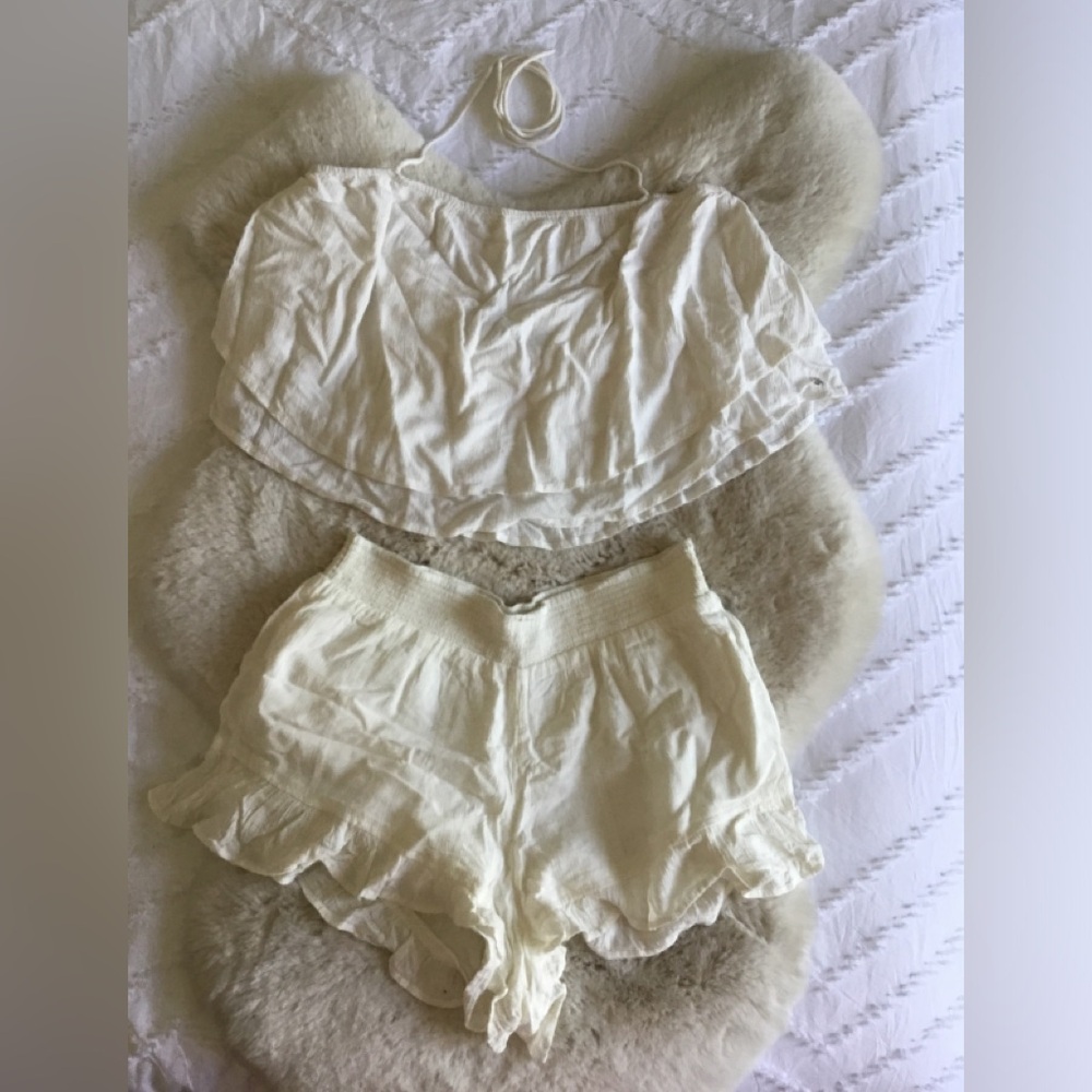 Volcom Ivory Ruffle Top and Short Set
